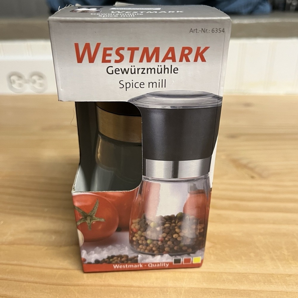 Westmark Spice Mill Ceramic Grinder‎ Adjustable Grind Glass Black Silver 6354